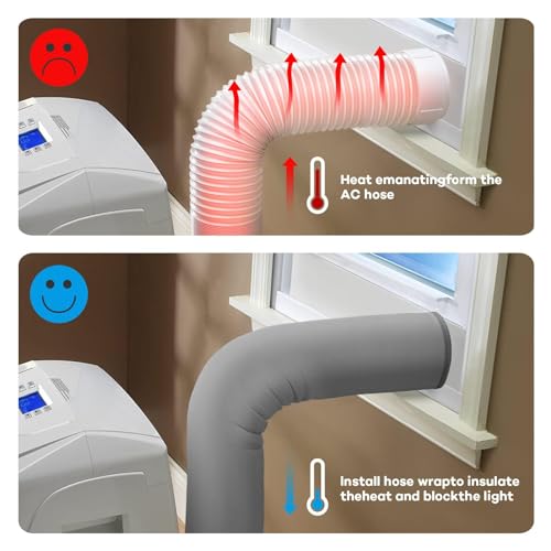 TERRIFI Air Conditioner Hose Cover Wrap - Insulated AC Duct Vent Sleeve for Portable AC, Fits 5" & 5.9" Diameter Exhaust Hoses