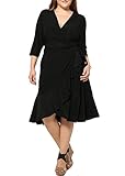 Plus Size Vintage Wrap Empire Waist Dress For Women