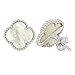 Women Fashion  Pearl- Silver Plated Plated Four Leaf Van Cleef Stud Earrings