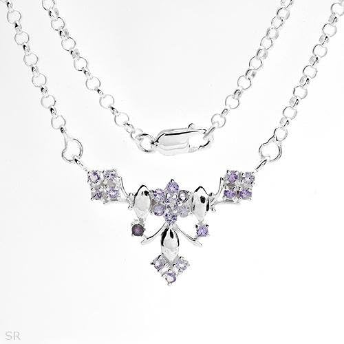 Necklace With 0.60ctw Genuine Tanzanites Crafted in 925 Sterling Silver