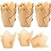 STARUBY 150pcs Tulip Cupcake Liners Natural Baking Cups Muffin Paper Liner Grease-Proof Wrappers for Wedding, Birthday Party, Standard Size, Natural Color