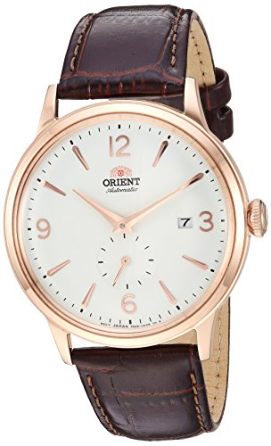 Orient Men s  Bambino Open Heart  Japanese Automatic Stainless Steel and Leather Dress Watch, Color Brown (Model: RA-AG0001S10A)
