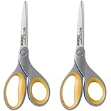 Westcott 13901 8" Straight Titanium Bonded Scissors, Grey/Yellow, 2 Per Pack
