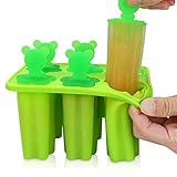 Popsicle Molds - Silicone Ice Pop Molds Set of 6 Easy Release Popsicle BPA Free FDA Approved Ice Pop Maker(Green)