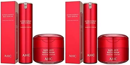 AHC New Super Energy Red Serum 1.7 Fl Oz(50ml), Radiance Red Cream 1.7 Fl Oz(50ml) Whitening & Wrinkle Care