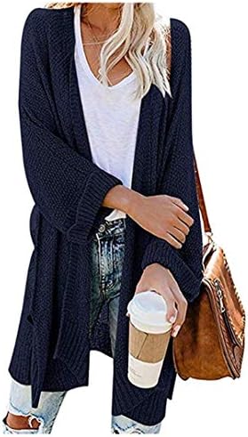 cordat Women's Sweater Casual Loose Solid Color Open Front 3/4 Sleeve Knitted Cardigan Tops