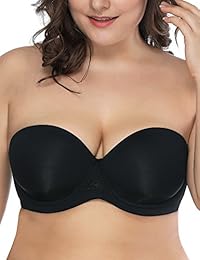 Deyllo - Sujetador sin tirantes con aros para mujer, cobertura completa, sujetador multidirección, talla grande, alfombra roja