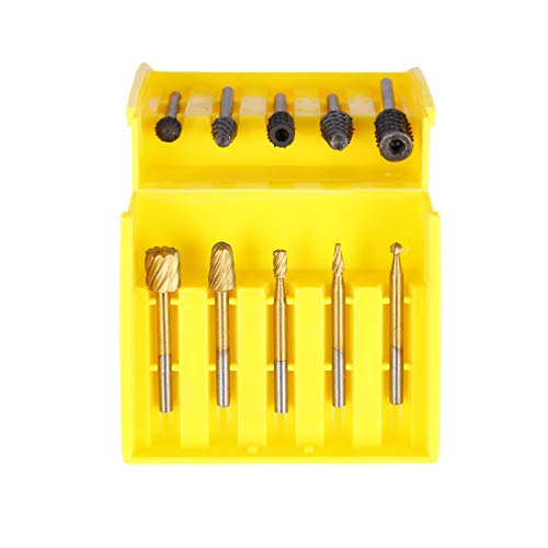 K Kwokker Woodworking Twist Drill Bits Carving File Rasp Drill Bits Rotary Burrs Set Power Drill Bit Sharpeners for Wood Plastic Carving Polishing Grinding Engraving Woodworking DIY with Storage Box H