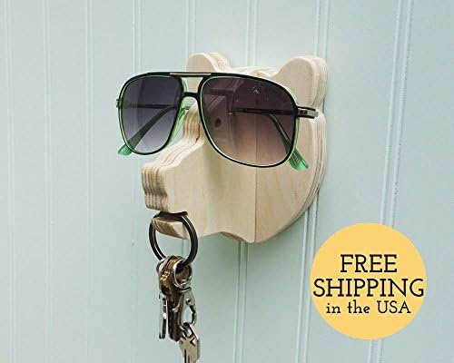 Bear head wall hanger for keys & glasses - next-to-door organizer for keys, glasses, & sunglasses