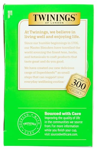 TWININGS, SUPERBLENDS, ENERGY WITH VITAMIN B6, CITRUS & APPLE GREEN TEA, 16 TEA BAGS 1.02 OZ (29 G)