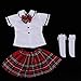 SM SunniMix Lovely T-Shirt Plaid Skirt Stockings Party Clothes Set for 1/3 BJD SD Dolls