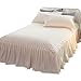 LIFEREVO Luxury Pom Poms Velvet Bed Skirt, Cream Velvet Wrap Around Bedspread, Diamond Quilted Fitted Bed Sheet with Bedskirt, 18 Inch Drop Dust Ruffle Decorative Bed Skirt Pompoms Fringe(King, Beige)