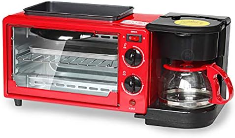 JIASHU Multi-Functional 3 In1 Breakfast Machine,Coffee Tea Pot Teppanyaki Oven Bread Toaster,Baking Maker Frying Pan Pizza Cooker - Vegetable, Bacon