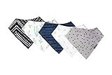 Premium Baby Bandana Drool Bibs for Teething and Drooling Boys or Girls, 100% Organic Cotton Hypoallergenic Baby Bibs with Adjustable Snaps, Perfect Baby Shower Gift for Baby Boys and Girls (5-pack)