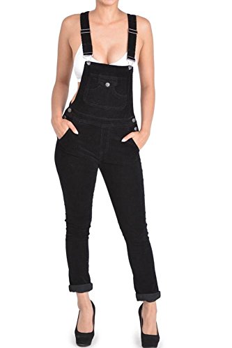 G-Style USA Women's Corduroy Overalls RJHO446 - Black - 2X-Large - S1G