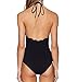 Blooming Jelly Scallop One Piece Swimsuit Bathing Suit Monokini Swimming Set, Medium, Black