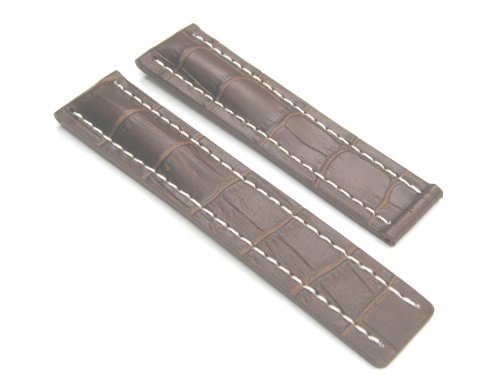 Leather Strap Band for Deployment 20/22 Breitling Brown w/s #4a