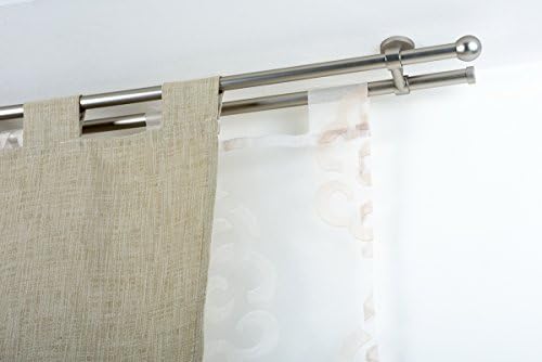 Curtain double rod: Ø 0.8 inch without rings, lenght 70.2 inch, satin steel finish – complete