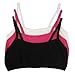 Fruit of the Loom Girls' Cotton Spaghetti Strap Sport Bra, Black Hue/Passion Fruit/White, 38