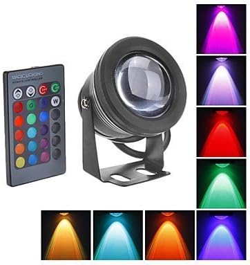 10W Waterproof Outdoor RGB Light LED Flood Light with Remote Control for Landscape Fountain Pond Lighting