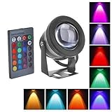 RUICAIKUN 10W Waterproof Outdoor RGB Light LED Flood Light with Remote Control, DC/AC 12V, WITHOUT PLUG