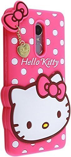 Explocart 3D Cute Hello Kitty Silicone with Pendant Soft Rubber Back Cover for Oppo A57 - (Pink)