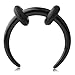 Ruifan 2pcs 316L Stainless Steel C shape Pincher Tapers Septum Buffalo Taper Expander Pierced Nose, Nipple or Earring Ring with Black O-Rings 14G (Steel+Black)