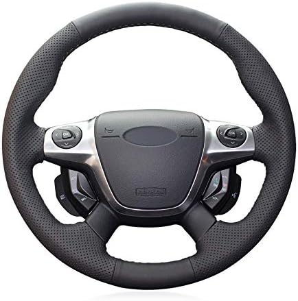 Black Faux Leather Car Steering Wheel Cover for Ford Focus 3 2012-2014 KUGA Escape 2013-2016 C-MAX 2011-2018