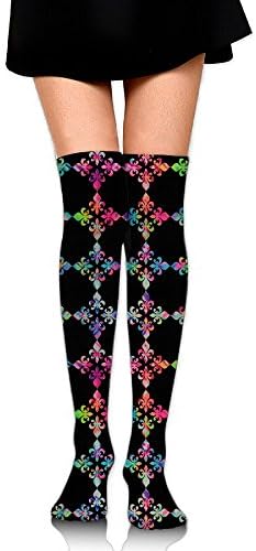 Tie Dye Cross Fleur De Lys Womens Long Knee High Socks Stocking