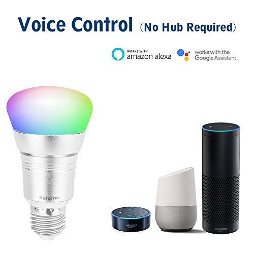Smart WiFi Bulb, E27 7W LED Light Wireless Smartphone Remote Control, RGB-W Multi Color(2700-6400K)Dimmable Lighting No Hub Required (Compatible with Amazon Alexa, Google Home)