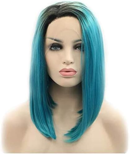 Amazon Co Jp ナチュラルフルウィッグヘアウィッグ合成 ファッションナチュラルウィッグ女性の女性の美しさは女性ウィッグショートストレート 青髪の合成レースフロントウィッグショートウィッグストレート合成ファッションパーソナリティナチュラルウィッグコスプレ