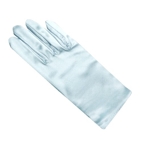 SACASUSA (TM) 9" Short Wrist Formal Bridal Satin Gloves in Baby Blue