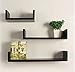 Homdox Floating U-Shaped Wall Shelves Wall Mounted Set of 3, Nature Wood Wall Shelves for Bedroom, Living Room, Bathroom, Kitchen, Office and More