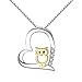 Cuoka S925 Sterling Silver Owl Necklace Owl Bracelet Owl Gifts Love Heart with Gold Owl Pendant Necklaces for Mom Owl Jewelry for Women