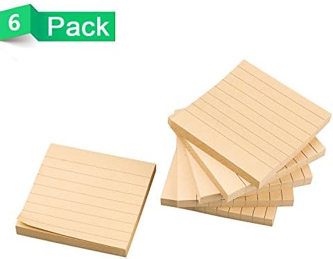 Self Sticking Notes, Retro Sticky Lined Notes Removable Planner Stickers Pads for Office and School in 3X3 Inches, 80 Sheets/Pad