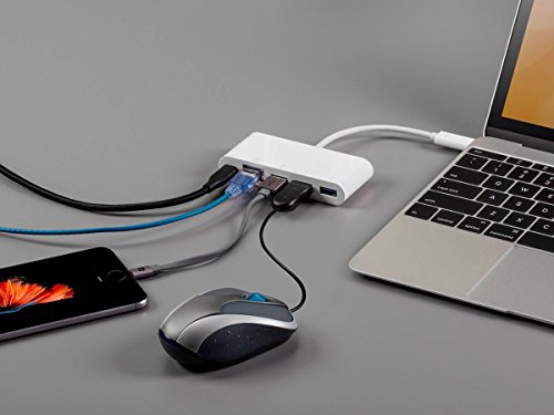 Monoprice Select Series USB-C to 3x USB-A 3.0, Gigabit Ethernet & USB-C (F) Adapter