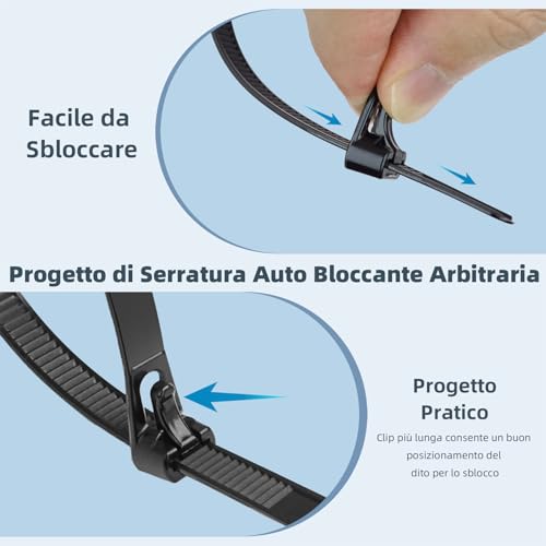 Bridas Plastico Reutilizables Negras, 100 Piezas 450mmx8mm, Zip Ties Resistencia a la Tracción de 20kg, Cable Ties Resistentes a los Rayos UV para Interiores y Exteriores,Gestión de Cables