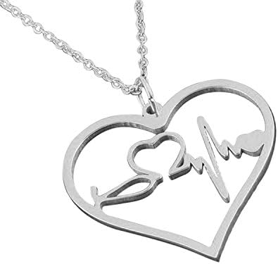 Nurse Gifts Jewelry EKG Heartbeat Necklace - Looks amazing - (Silver)