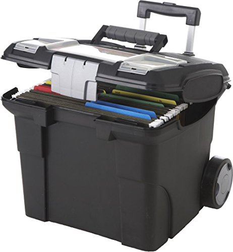image for Storex Black Portable Letter-Sized File Box On Wheels - Dimensions: 16
