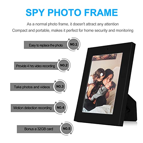 KAMRE 32GB Hidden Camera Photo Frame, 1080P Mini Spy Camera Picture