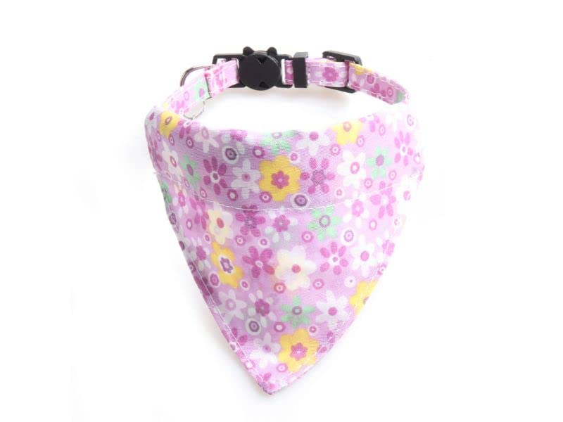 Bandana Cat Collars and Bell | Safe Quick Release Breakaway Buckle | ZACAL Cat Collars (Rural - Lilac Floral Bandana) — image 1