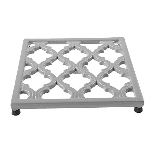 Square Cast Iron Trivet Gray Metal Trivets for Kitchen Dining, Hot Pot