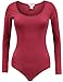 BEKDO Womens Basic Solid Long Sleeve Scoop Neck Bodysuit with Stretch