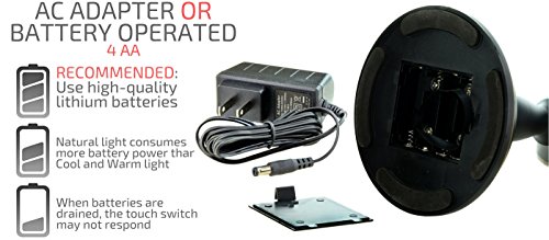 Ovente 8.5” Dual-Sided LED Lighted Makeup Mirror with Timer, Battery or Cord Operated, SmartTouch with 3 Light Tones (Cool, Warm, Natural Daylight), 1x7x Magnification, Oil-Rubbed Bronze (MPT85BZ1X7X)