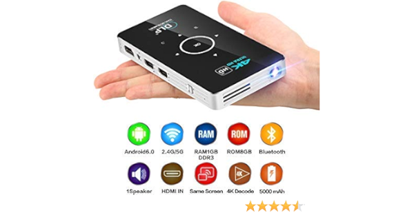 Amazon Com Cangsiki Android 6 0 100 Ansi Lumens Led Portable Smart Mini Projector With Googleplay Netflix Youtube Kodi Livetv Home Theater Dlp Pocket Video Projector Support 4k Decoding 1080p Uhd Hdmi In Usb Tf Electronics