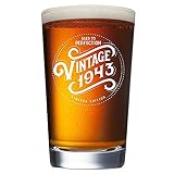 1943 77th Birthday Gifts for Men and Women Beer Glass - 16 oz Funny Vintage 77 Year Old Pint Glasses for Party Decorations - Anniversary Gift Ideas for Dad, Mom, Husband, Wife - Best Craft Beers Mug