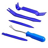 Auto Trim Removal Tool, 5 Pieces, Car Door Panel Upholstery Clip Removal Tool Kits with Fastener Remover, Pry and Installer Tool for Vehicle Audio Video Dashboard Dismantlement by Queenti