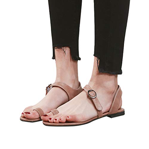 NIKAIRALEY Shoes Womens Gladiator Strappy Flat Open Toe Strap Ankle Wrap Summer Beach Breathable Flat Buckle Strap Sandals Pink
