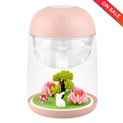 Loneyshow Micro Landscape humidifier Diffuser 180ml Cool Mist Humidifier with Adjustable Mist Mode, Waterless Auto Shut-off (Pink) - Thumbnail 7