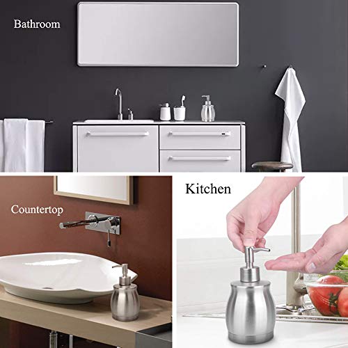 DK177 Stainless Steel Countertop Soap Dispenser Prime 390ml Liquid Bottle for Kitchen & Bathroom Hand Dish Lotion